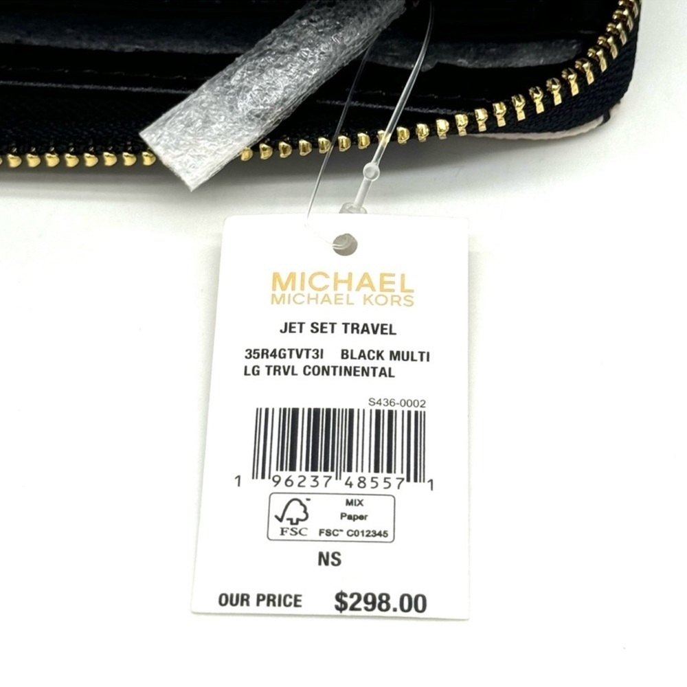 Michael Kors Large Travel Continental Wallet Wristlet Black Multi - Picture 9 of 9